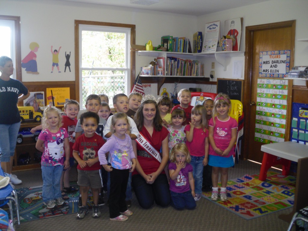 Emily Ramsey spending time with kids at her old preschool