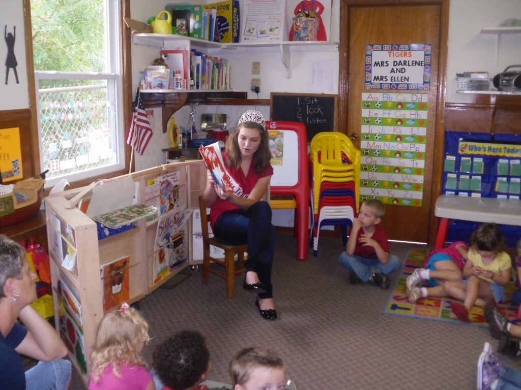 Emily Ramsey volunteering at her old preschool